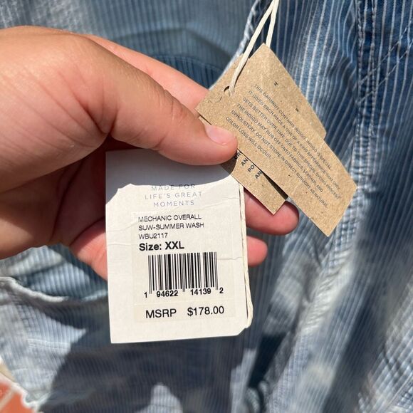 Faherty Cotton Indigo Tie Dye Mechanic Summer Wash Overalls NWT - Picture 9 of 14